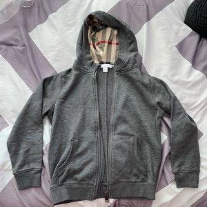 Burberry hoodie sweatshirt zip up children size 8Y GRAY EUC unisex